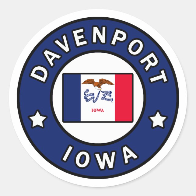 Sticker Rond Davenport Iowa (Devant)