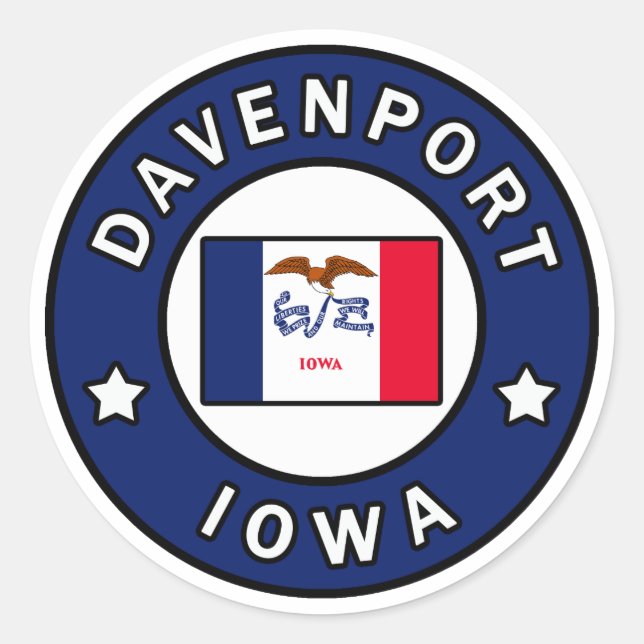 Sticker Rond Davenport Iowa (Devant)