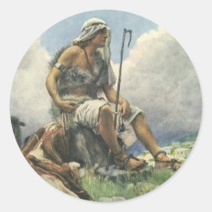 Sticker Rond David le Berger par Copping, Religion Vintage