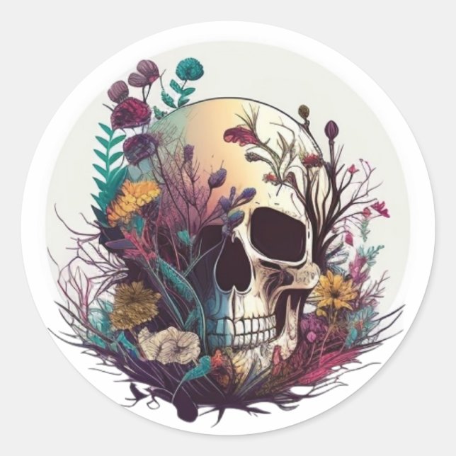 Sticker Rond Day of the Dead-Sugar Skull  (Devant)