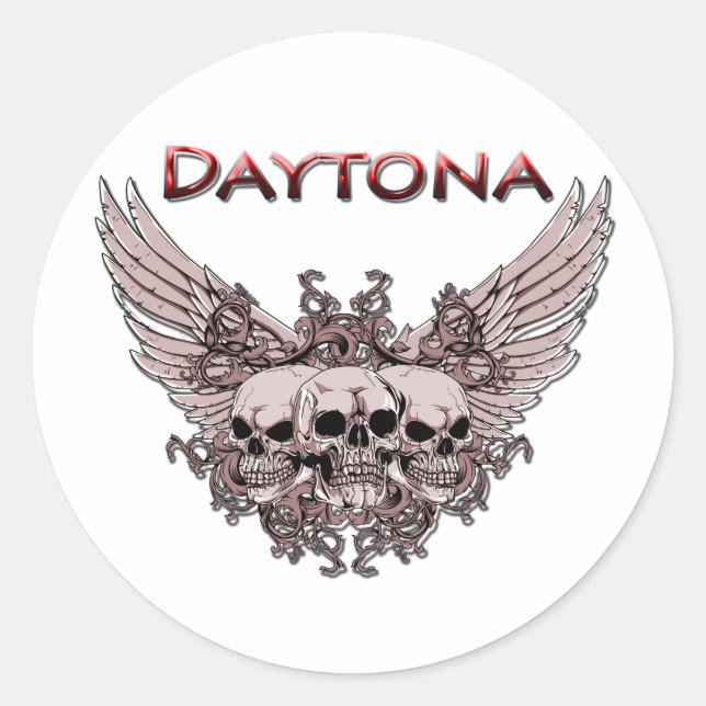Sticker Rond Daytona 3 crânes volants rouge (Devant)