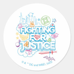 Sticker Rond DC Super Hero Girls Fighting For Justice