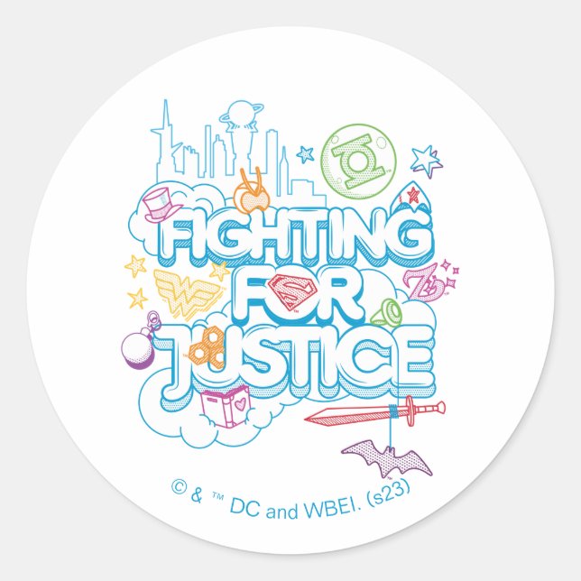 Sticker Rond DC Super Hero Girls Fighting For Justice (Devant)