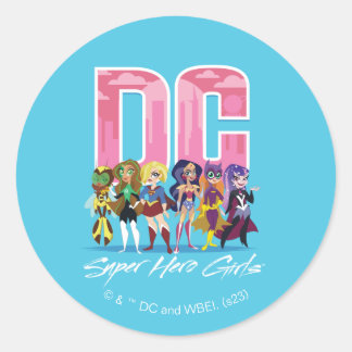 Sticker Rond DC Super Hero Girls Lineup