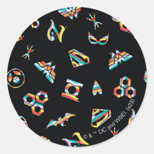 Sticker Rond DC Super Hero Girls Rainbow Icon Motif