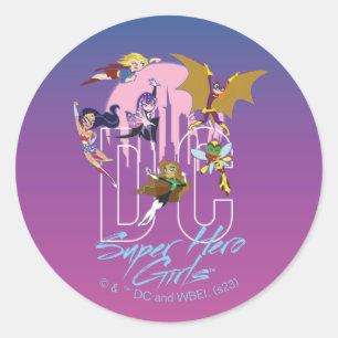 Sticker Rond DC Super Hero Girls Skyline