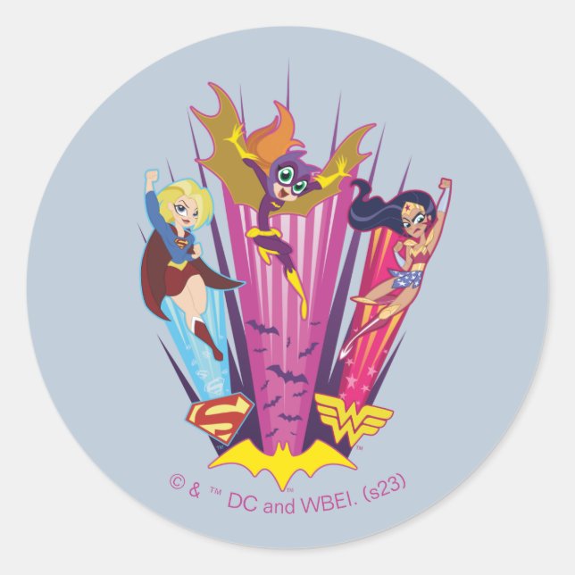 Sticker Rond DC Super Hero Girls Trio (Devant)