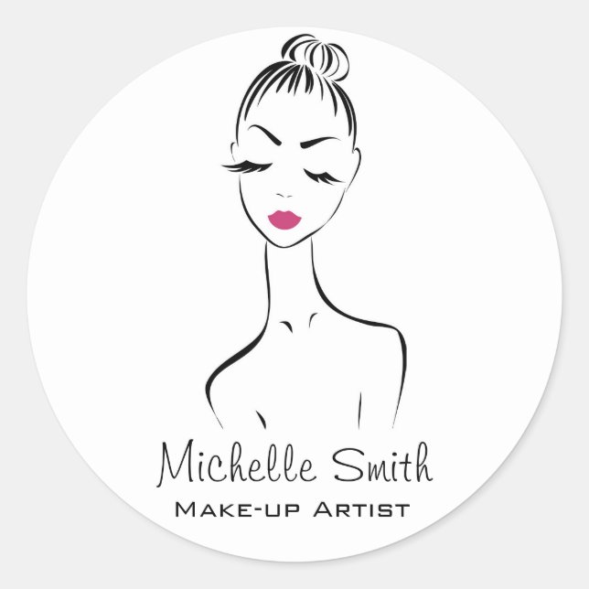 Sticker Rond De belles lèvres roses composent la marque de l'ar (Devant)