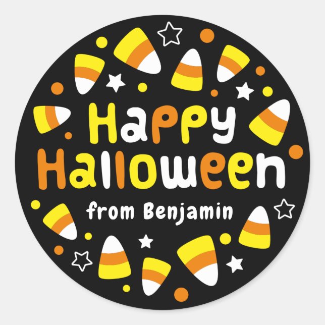Sticker rond de bonbon d'Halloween personnalisé (Devant)
