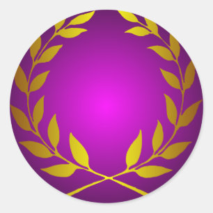 Sticker rond de couronne d'or Laurel
