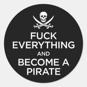 Sticker Rond *** de f tout et devenu un pirate