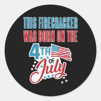 Sticker Rond De Juillet Anniversaire Firecracker Né Le Quatrièm
