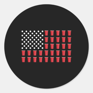 Sticker Rond De Juillet Beer Pong American Flag College Party