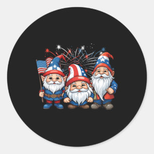 Sticker Rond De Juillet Patriotique Gnome Américain Drapeau Usa