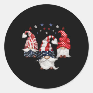 Sticker Rond De Juillet Patriotique Gnomes Funny mignon América