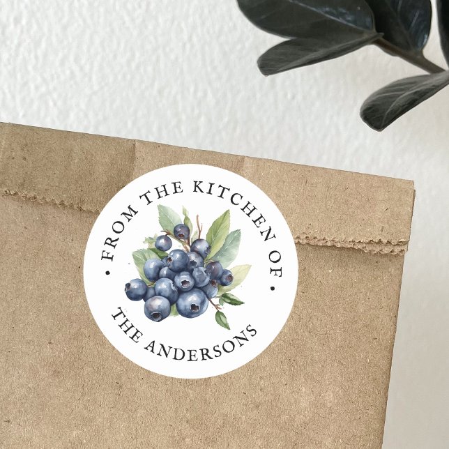 Sticker Rond De La Cuisine De | Aquarelle de bleuets (Créateur téléchargé)