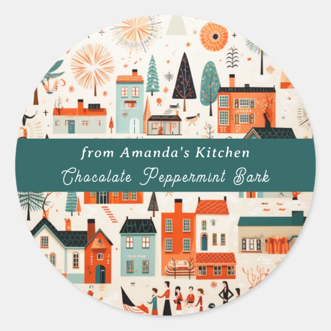 Sticker Rond De la cuisine de, Baked With Love Christmas (Devant)