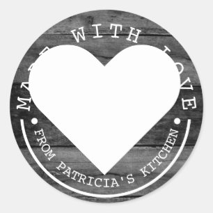 Sticker Rond De La Cuisine De - Fabriqué Avec Amour Bois Noir