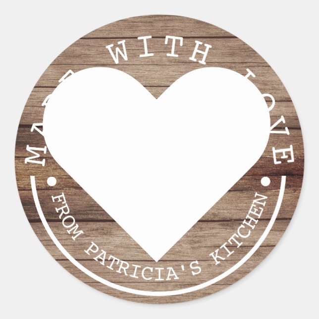 Sticker Rond De La Cuisine De - Fabriqué Avec Amour Bois Rustiq (Devant)