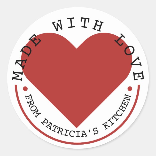 Sticker Rond De La Cuisine De - Fait Avec Amour (Devant)