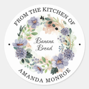 Sticker Rond De la cuisine de la couronne de fleurs