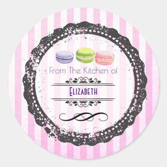 Sticker Rond De La Cuisine De Macaron Sweets (Devant)