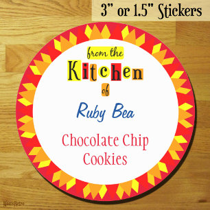 Sticker Rond De la cuisine de Retro Starburst modifiable