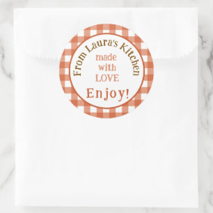 Sticker Rond De la cuisine NAME avec amour Rust Check 