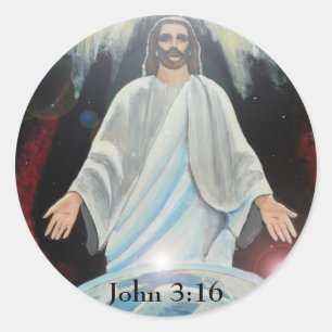 Sticker rond de la Lumière du Monde Jésus-Christ