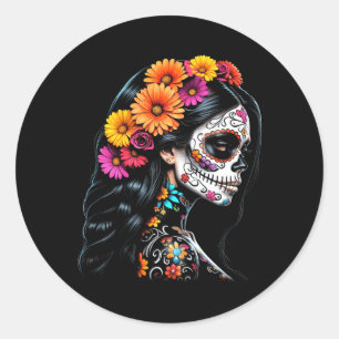 Sticker Rond De Los Muertos La Catrina Jour Du Gouvernement
