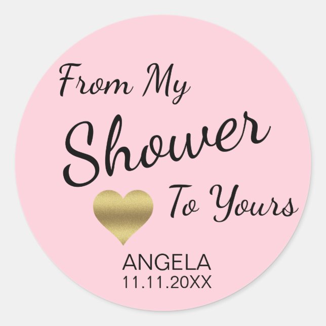 Sticker Rond De Ma Douche À Votre Fête des mariées Rose (Devant)