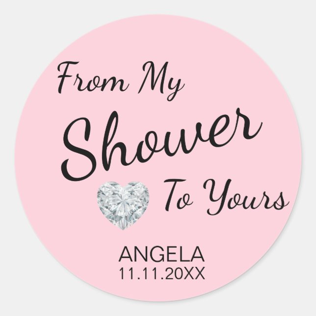 Sticker Rond De Ma Douche À Votre Fête des mariées Rose (Devant)