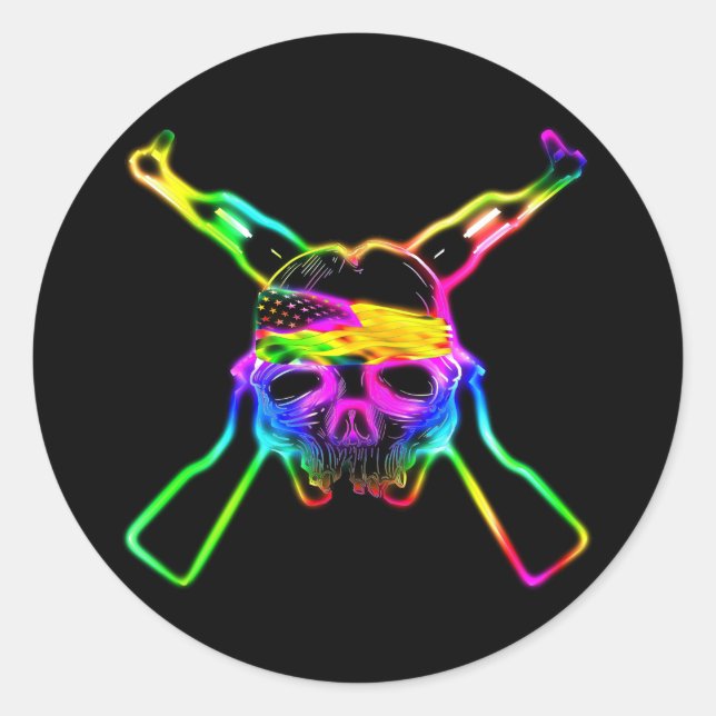 Sticker Rond De mes doigts morts froids au néon (Devant)