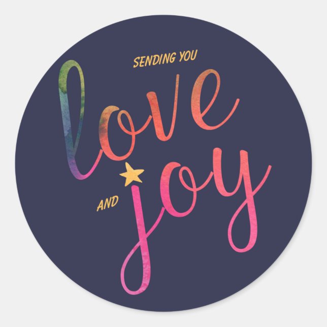Sticker rond de Noël Amour et Joie (Devant)