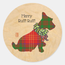 Sticker rond de Noël de Wee Scottie