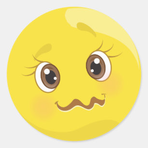 Sticker Rond De petit Emoji étrange font face à des