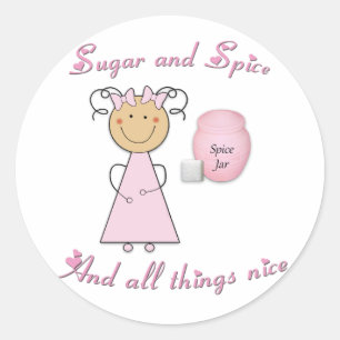 Sticker Rond De quoi les petites filles sont faites — Sucre et 