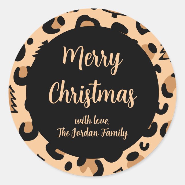 Sticker Rond De votre famille, Empreinte de léopard Motif de No (Devant)