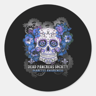 Sticker Rond Dead Pancreas Society Sugar Skull diabétique sensi