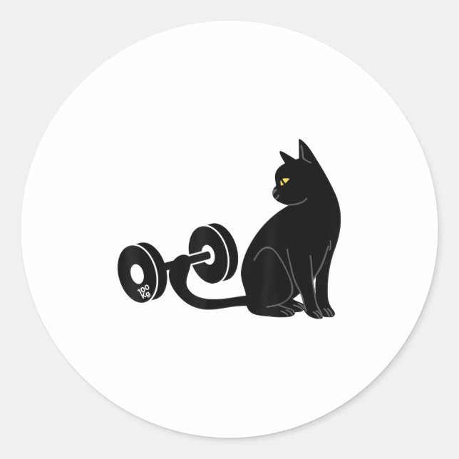 Sticker Rond Deadlifting Cat Workout Gym Fitness Exercise Weigh (Devant)