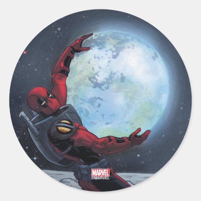 Sticker Rond Deadpool Tenant La Terre (Devant)