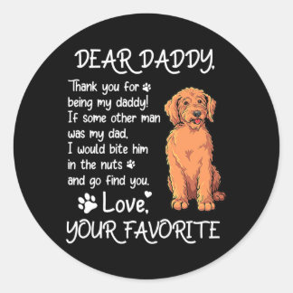 Sticker Rond Dear Daddy Labradoodle Dog Dad Father's Day 