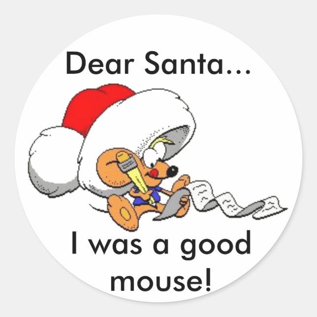 Sticker Rond Dear Santa Mouse (Devant)