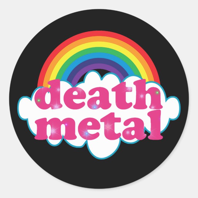 Sticker Rond Death Metal rainbow design (Devant)