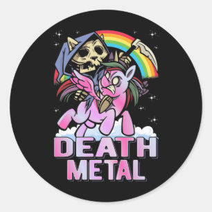 Sticker Rond Death Metal Unicorn Reaper arc-en-ciel
