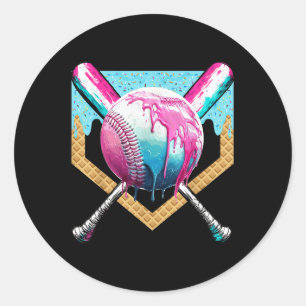 Sticker Rond Débit De Baseball Pour Garçons Ice Cream Drip Jeun