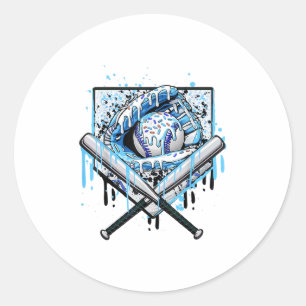 Sticker Rond Débit De Baseball Pour Garçons Ice Cream Drip Jeun