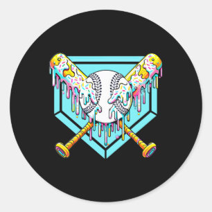 Sticker Rond Débit De Baseball Pour Garçons Ice Cream Drip Jeun