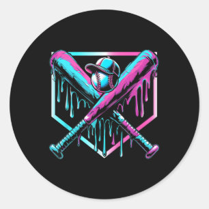Sticker Rond Débit De Baseball Pour Garçons Ice Cream Drip Jeun