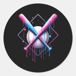 Sticker Rond Débit De Baseball Pour Garçons Ice Cream Drip Jeun